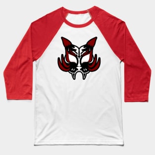 Dark Kitsune Face - Crimson Baseball T-Shirt